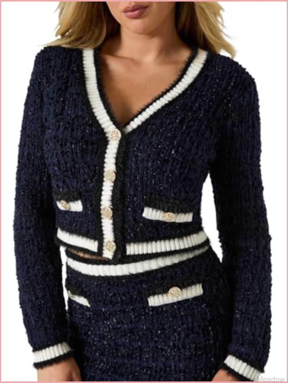Long Sleeve V-Neck Cardigan Button Closure Lightweight - Picture 3 of 4